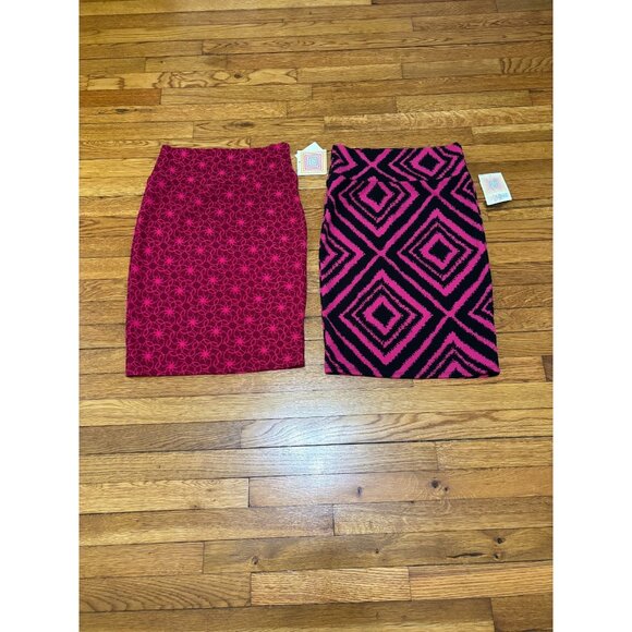 LuLaRoe Womens Cassie Skirt Size Small *Lot of 2* Pink Colorful Stretch Knit NWT - Picture 1 of 10